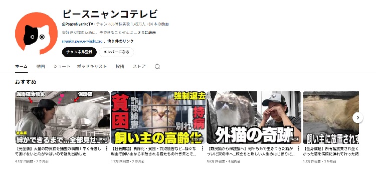 ピースニャンコのyoutube